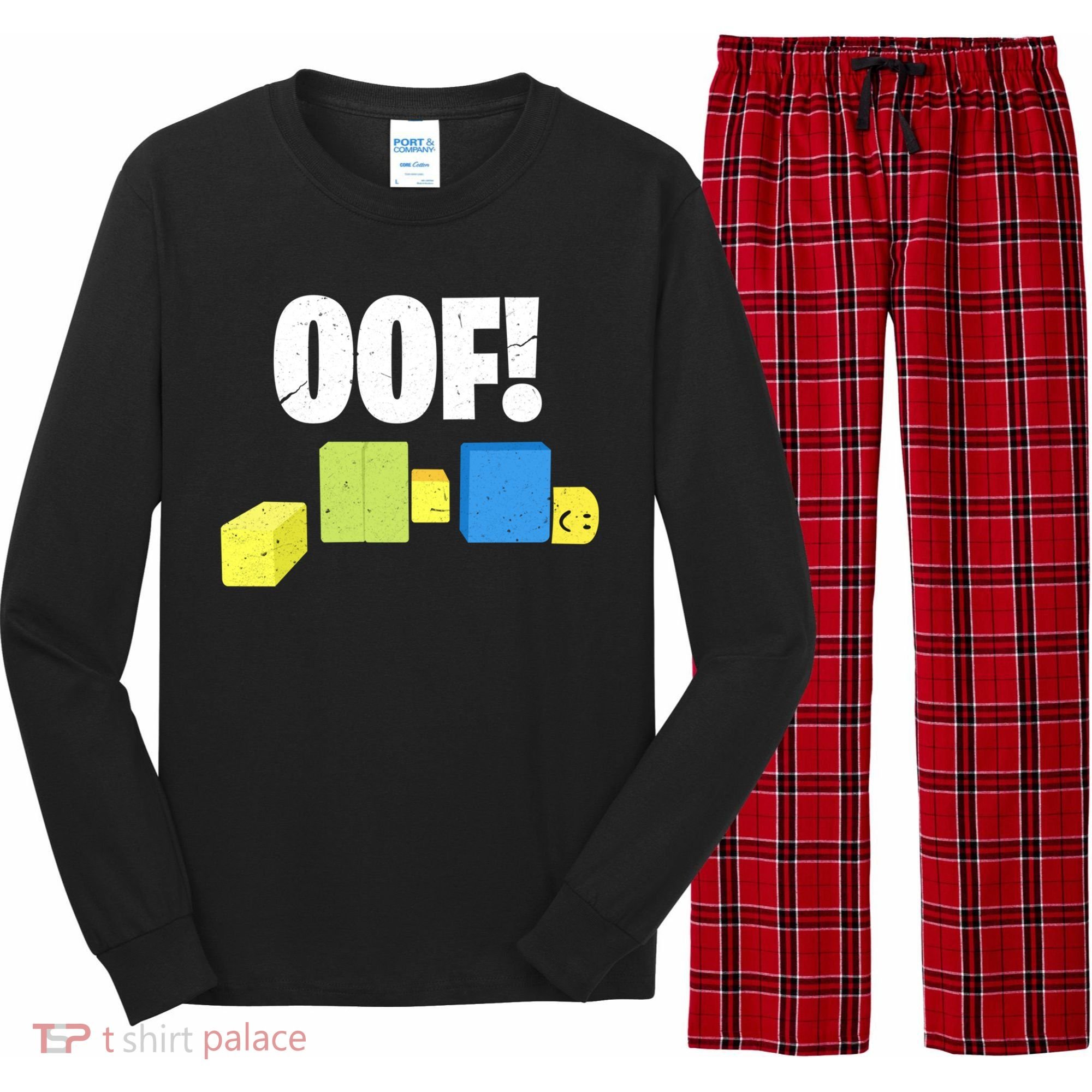 Oof! Blox Noob Funny Gamer Gift Long Sleeve Pajama Set