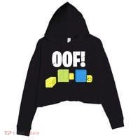 Oof! Blox Noob Funny Gamer Gift Crop Fleece Hoodie thumb 0