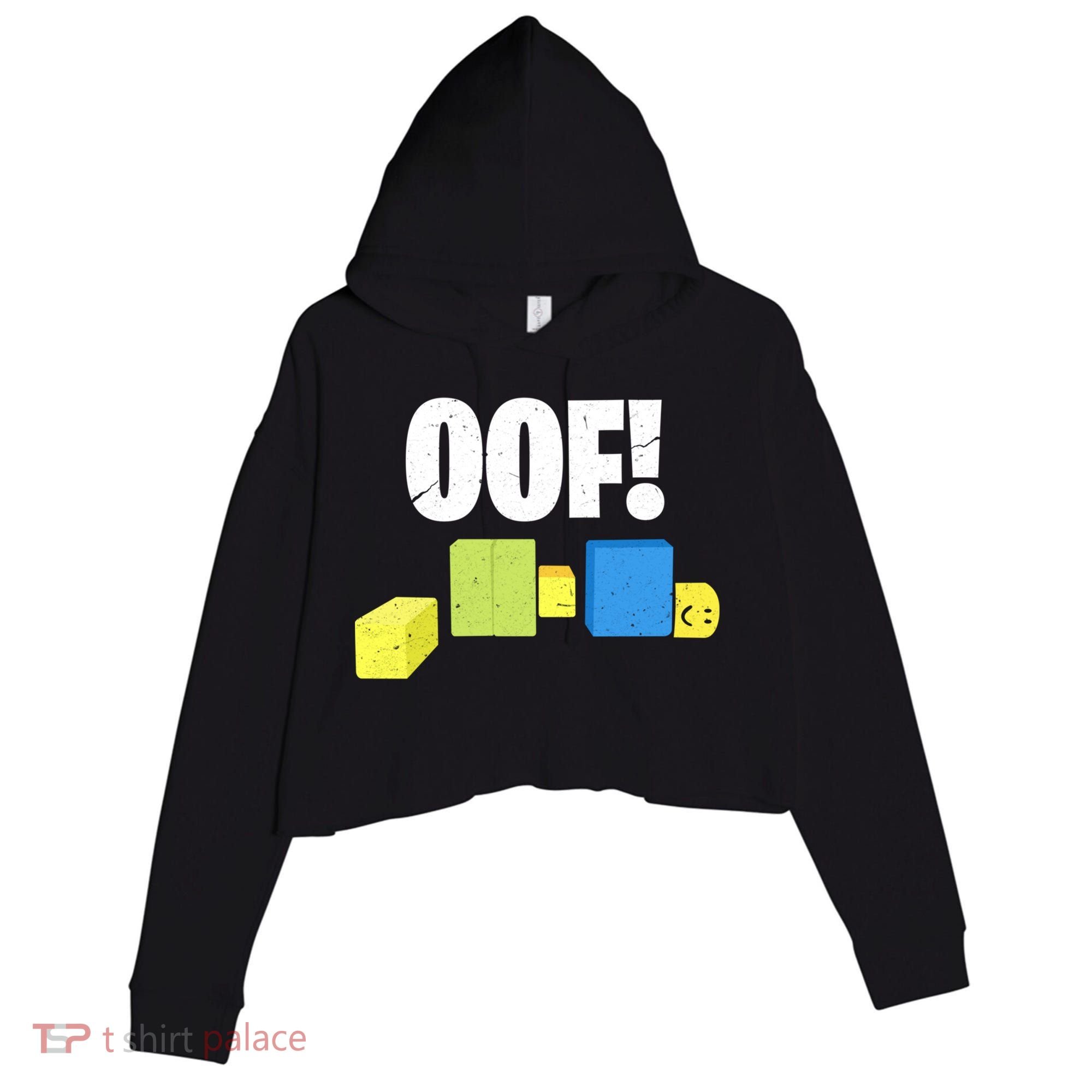 Oof! Blox Noob Funny Gamer Gift Crop Fleece Hoodie