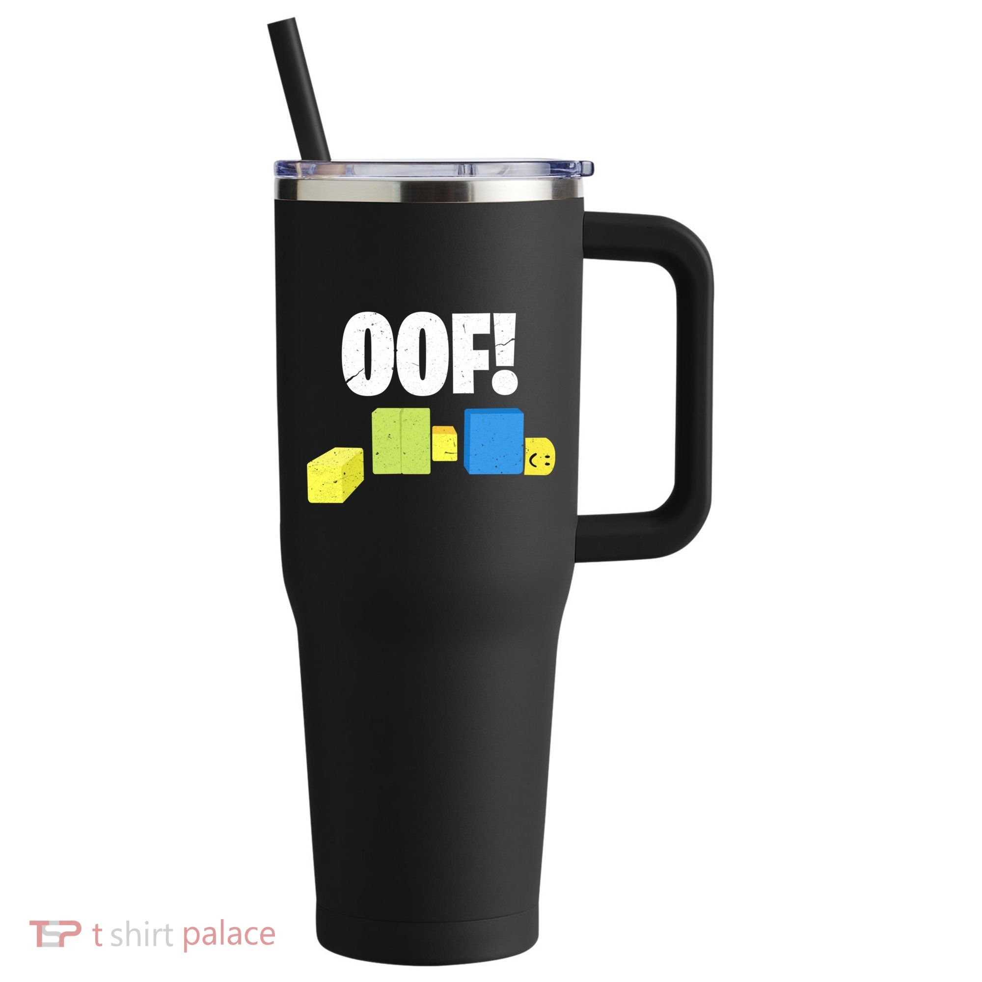 Oof! Blox Noob Funny Gamer Gift 40oz Vacuum Insulated Stainless Steel Travel Tumbler