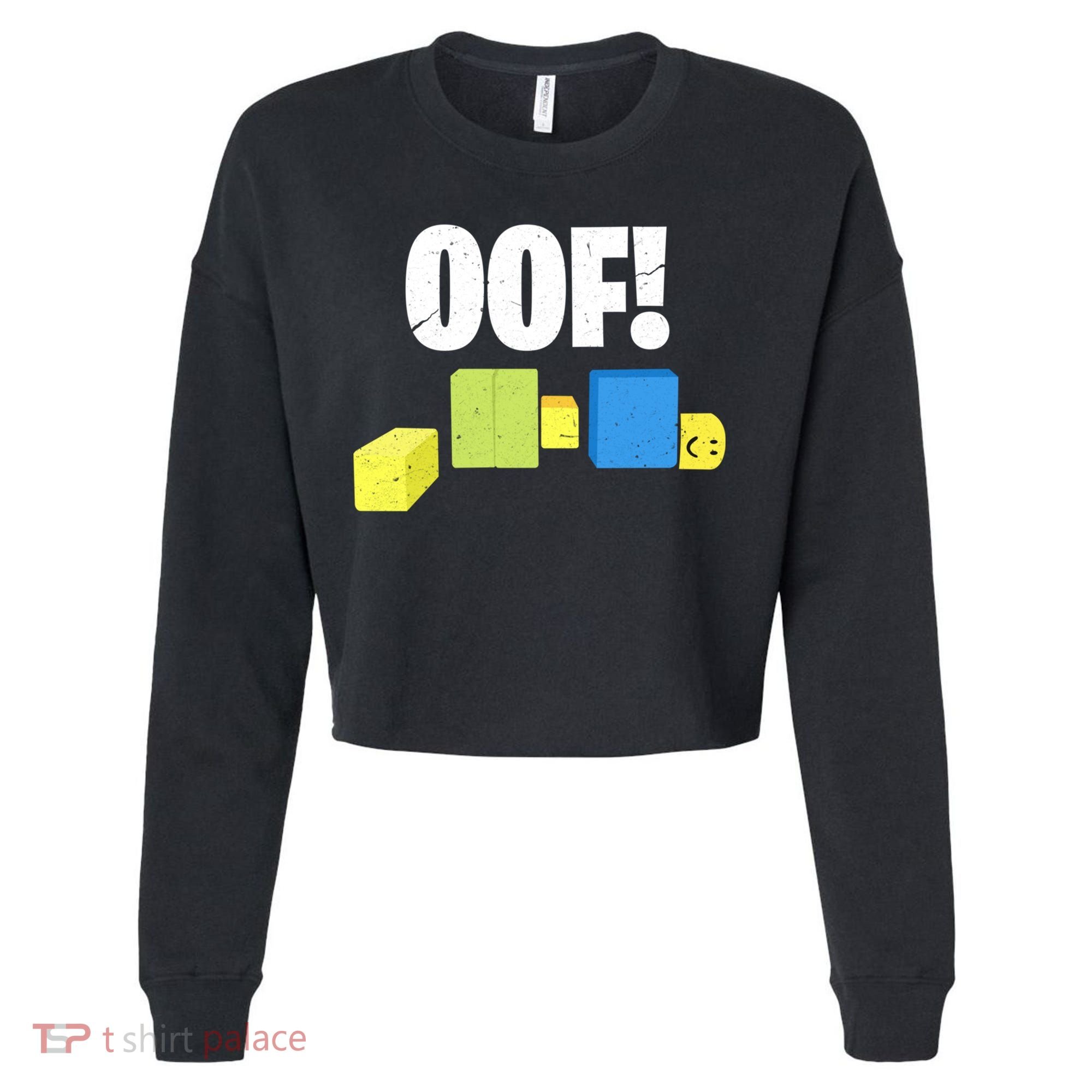 Oof! Blox Noob Funny Gamer Gift Cropped Pullover Crew