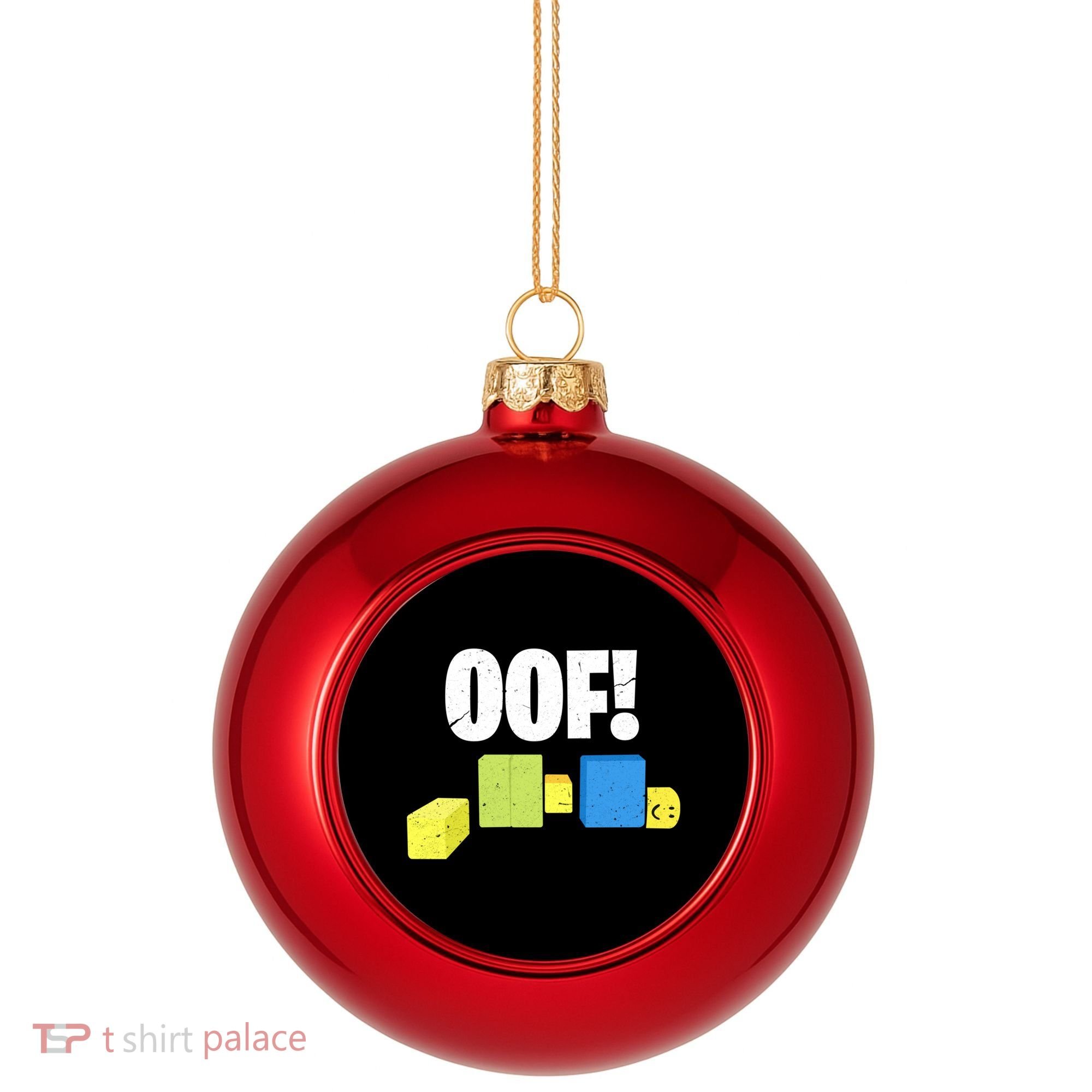 Oof! Blox Noob Funny Gamer Gift Plastic Christmas Ball Ornament