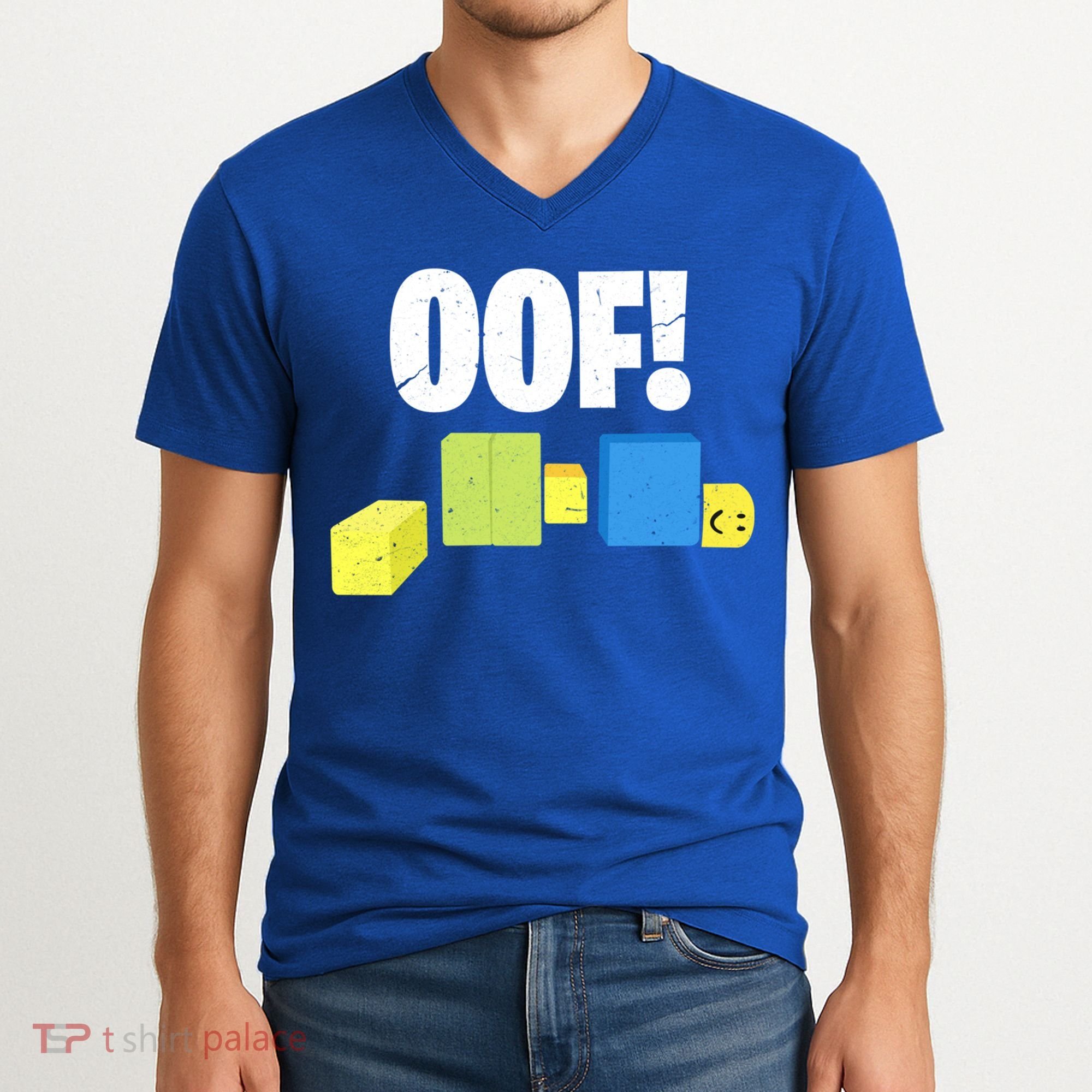 Oof! Blox Noob Funny Gamer Gift V-Neck T-Shirt