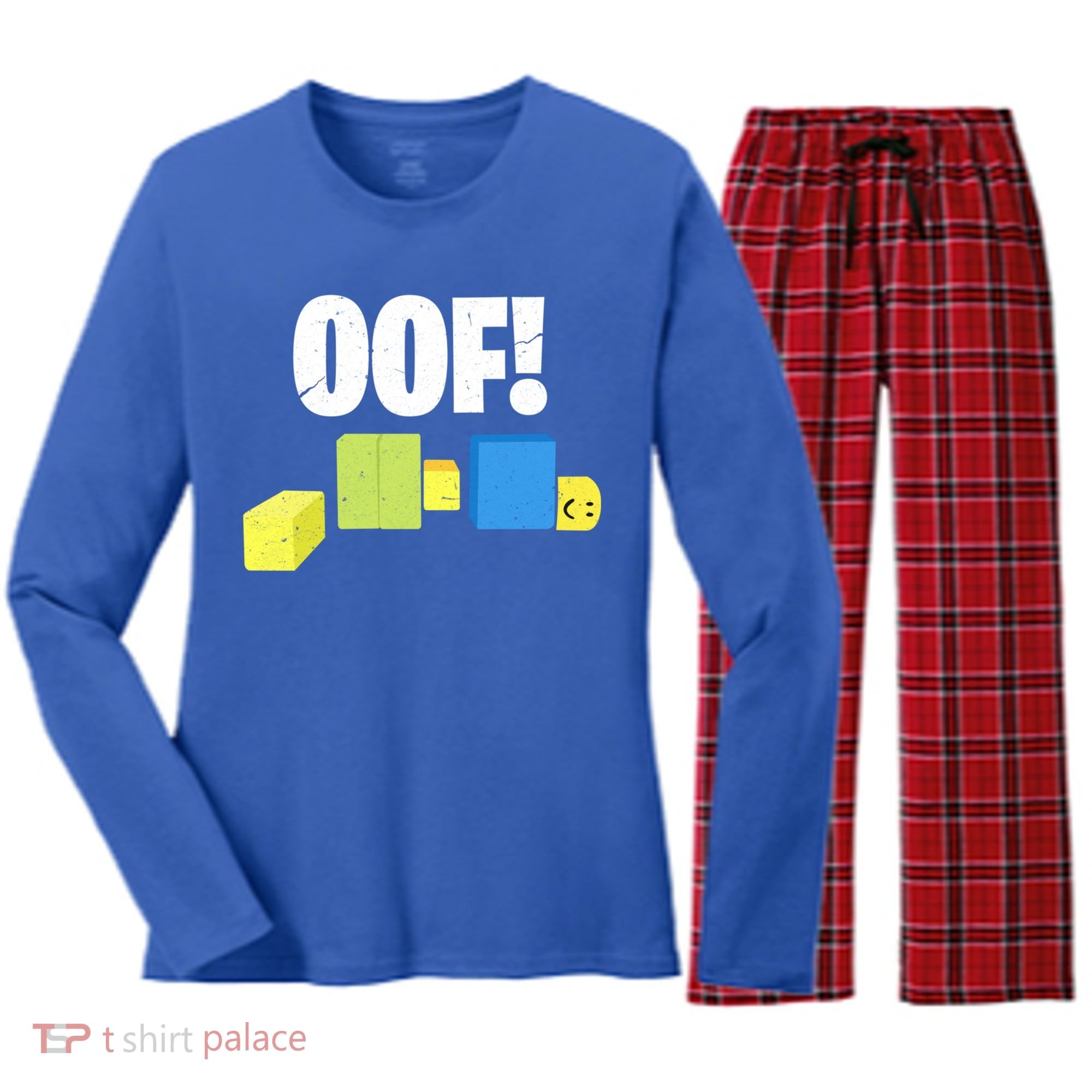 Oof! Blox Noob Funny Gamer Gift Women's Long Sleeve Flannel Pajama Set 