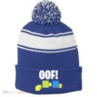 Oof! Blox Noob Funny Gamer Gift Stripe Pom Pom Beanie thumb 0