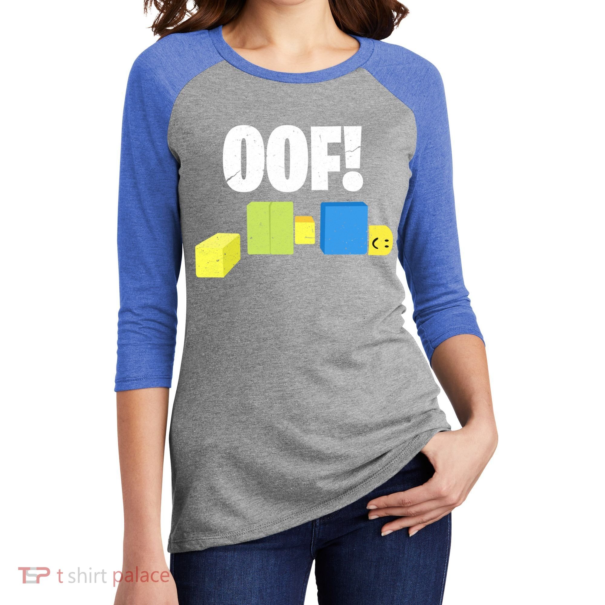 Oof! Blox Noob Funny Gamer Gift Women's Tri-Blend 3/4-Sleeve Raglan Shirt