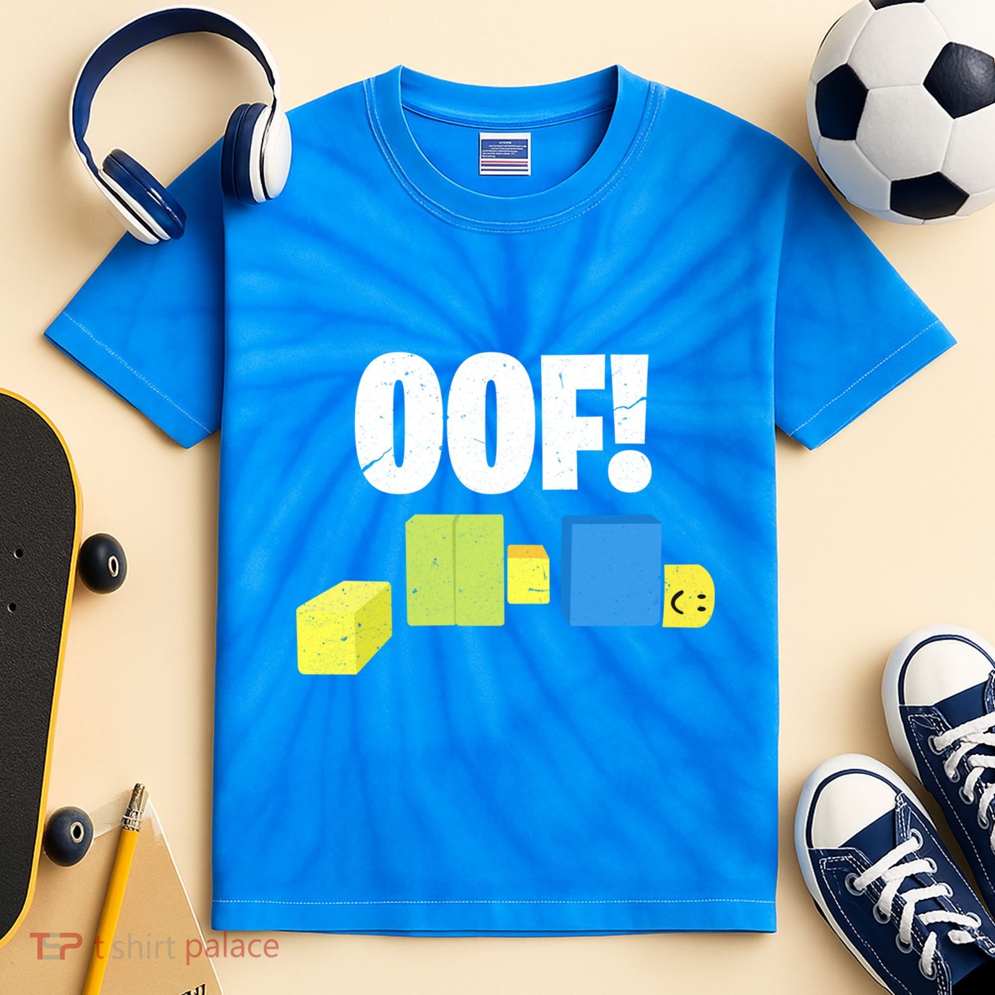 Oof! Blox Noob Funny Gamer Gift Kids Tie-Dye T-Shirt