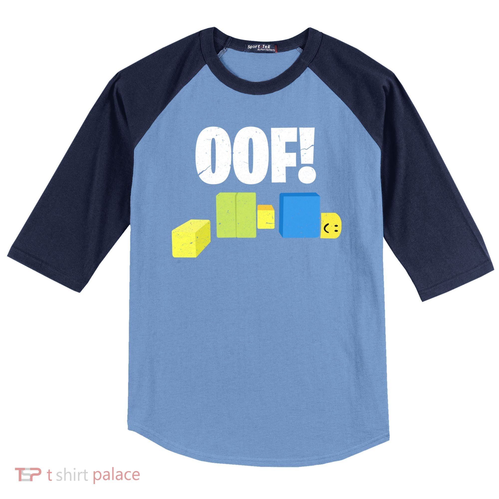 Oof! Blox Noob Funny Gamer Gift Raglan Baseball Sleeve Shirt