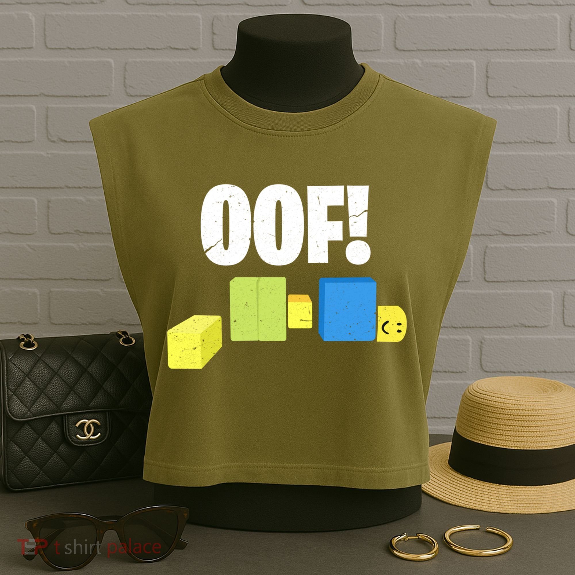 Oof! Blox Noob Funny Gamer Gift Garment-Dyed Women's Muscle Tee