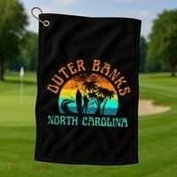 Outer Banks North Carolina Surf Beach Surfer OBX NC Golf Towel thumb 1