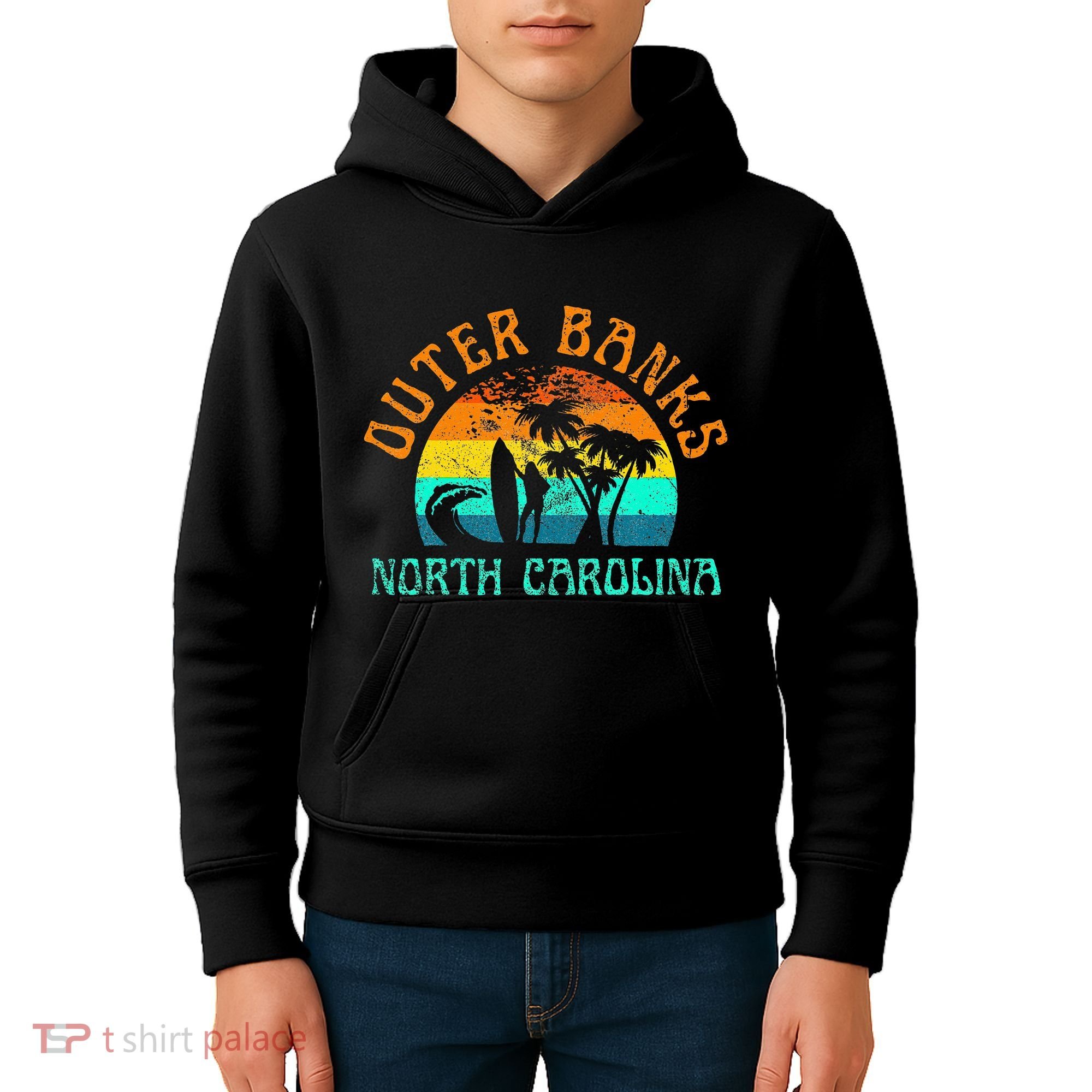 Outer Banks North Carolina Surf Beach Surfer OBX NC Kids Hoodie