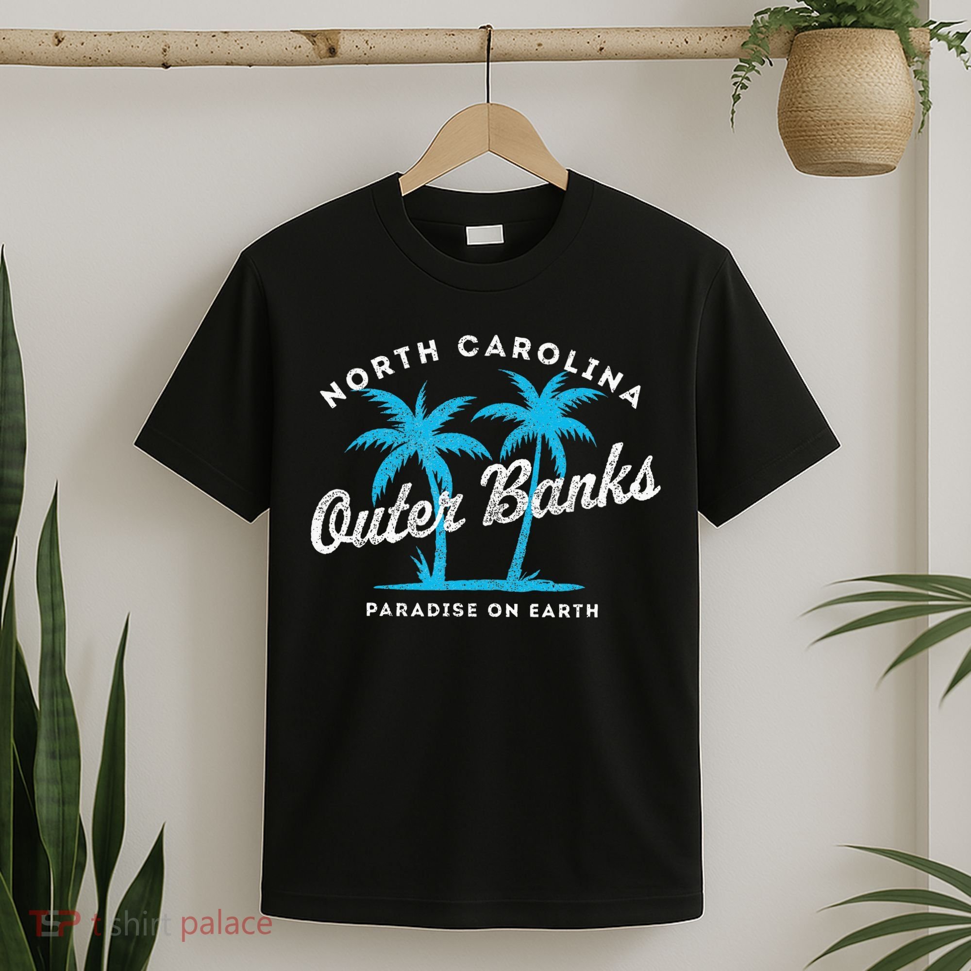 Outer Banks OBX North Carolina NC Vintage Retro palm trees T-Shirt