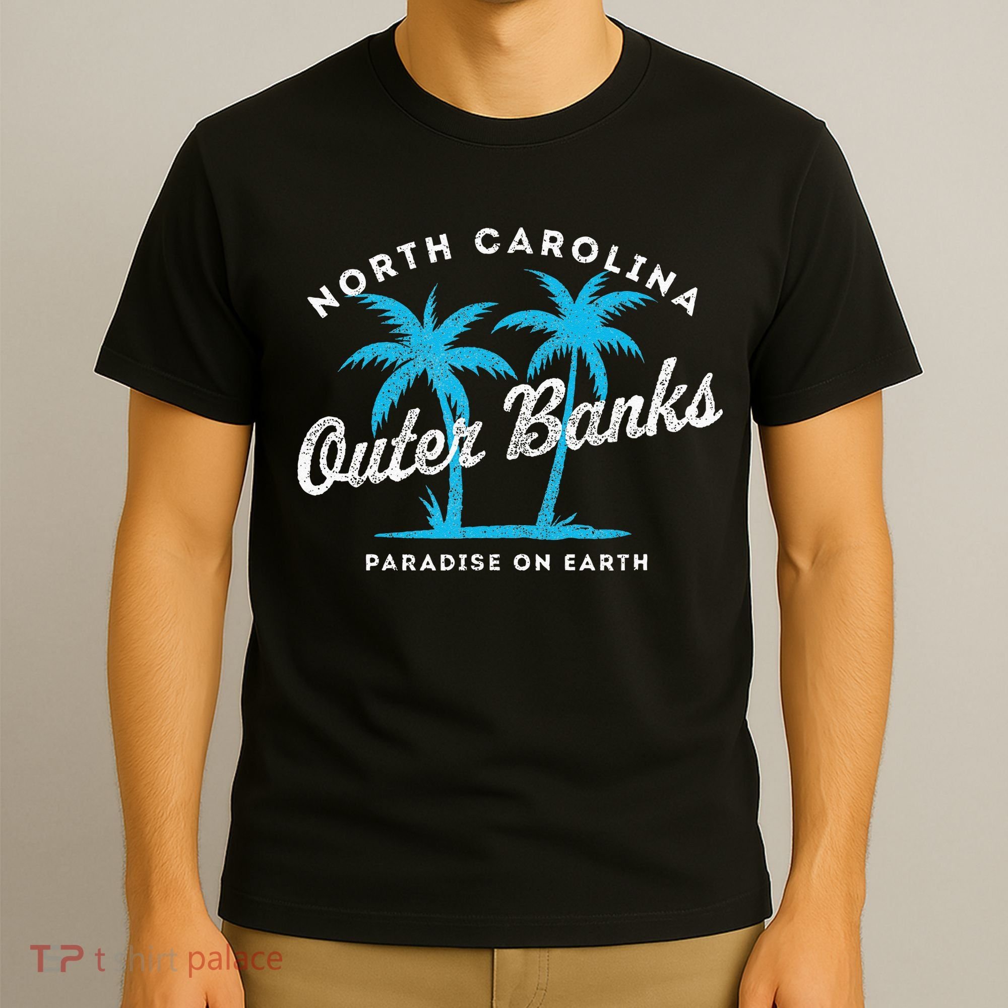 Outer Banks OBX North Carolina NC Vintage Retro palm trees T-Shirt