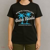Outer Banks OBX North Carolina NC Vintage Retro palm trees T-Shirt thumb 4