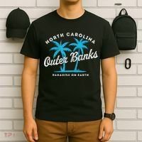 Outer Banks OBX North Carolina NC Vintage Retro palm trees T-Shirt thumb 6
