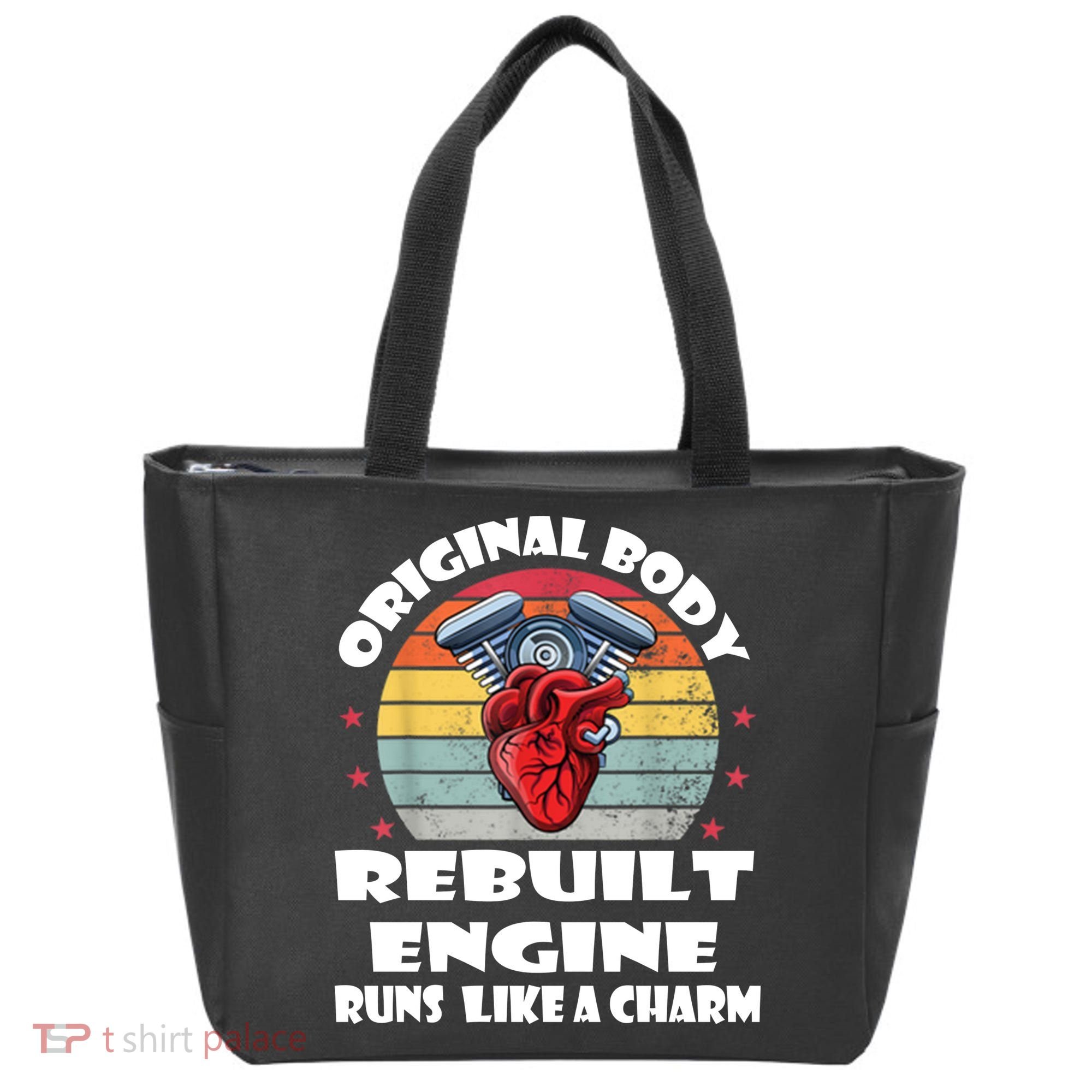 Original Body Rebuilt Engine Runs Like A Charm Car Engine Heart Tote Bag