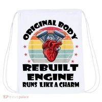 Original Body Rebuilt Engine Runs Like A Charm Car Engine Heart Drawstring Bag thumb 0