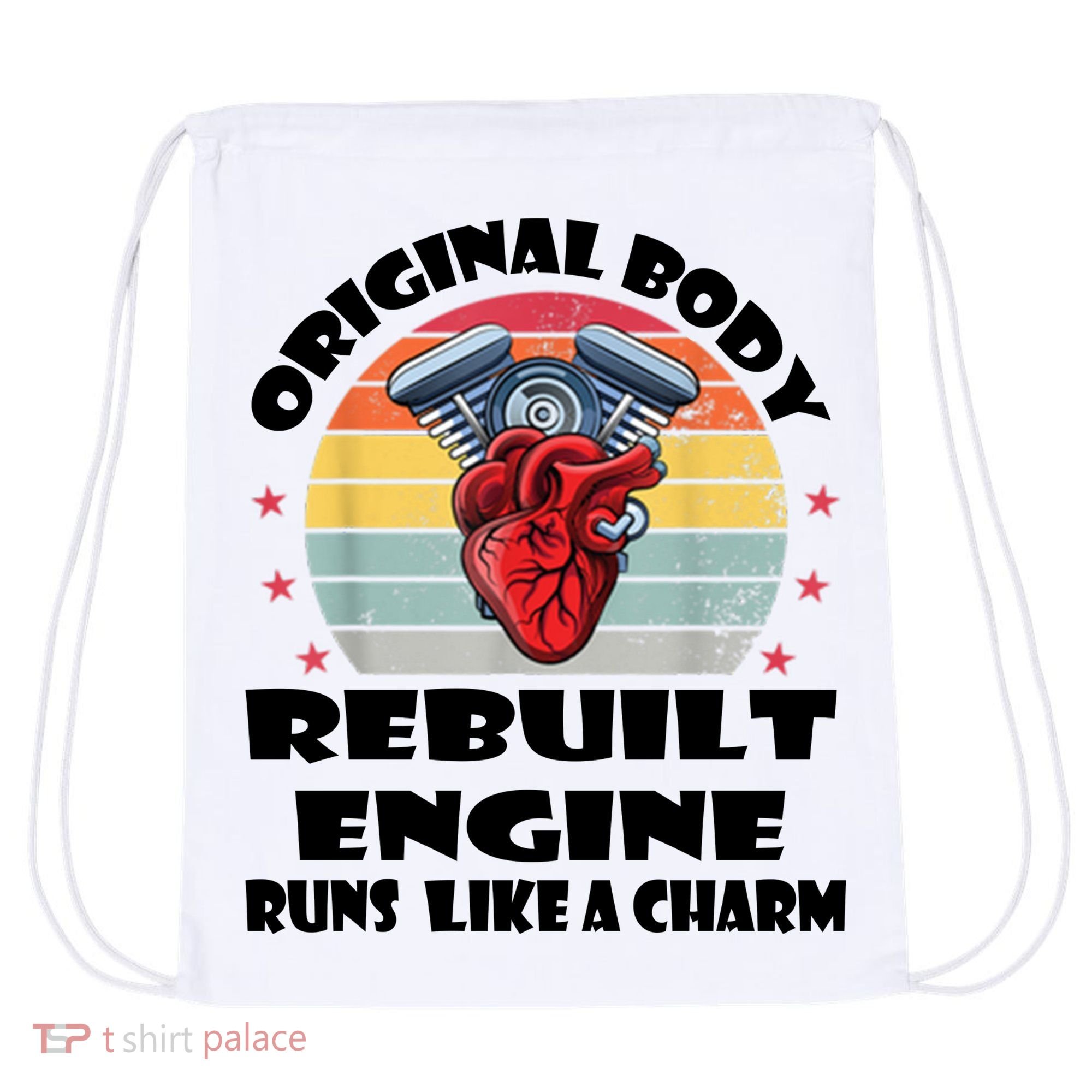 Original Body Rebuilt Engine Runs Like A Charm Car Engine Heart Drawstring Bag