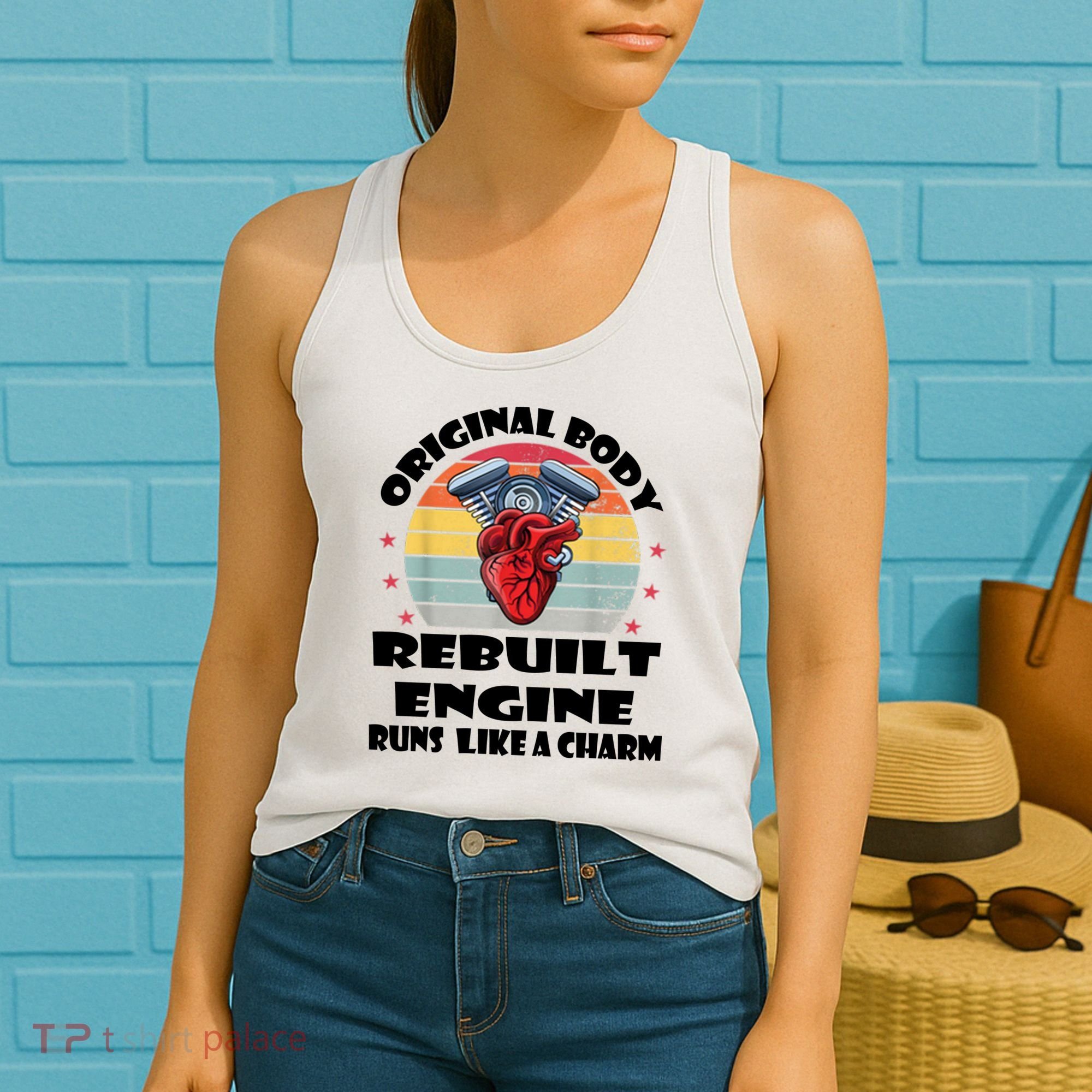 Original Body Rebuilt Engine Runs Like A Charm Car Engine Heart Women's Tank Top