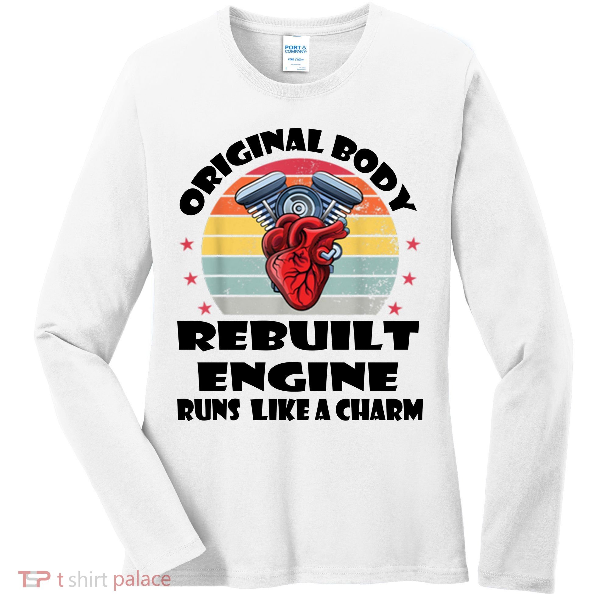 Original Body Rebuilt Engine Runs Like A Charm Car Engine Heart Women's Long Sleeve Shirt