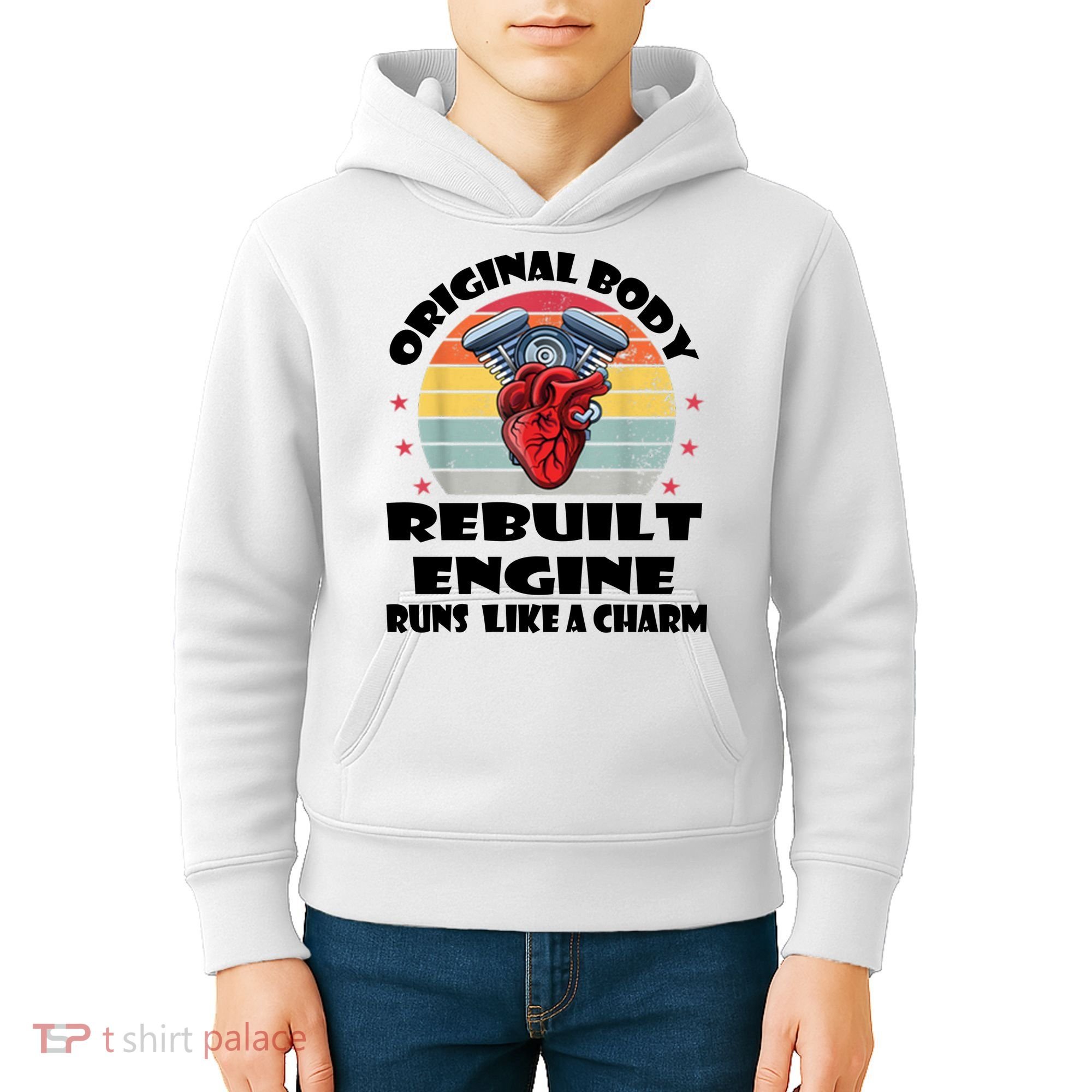 Original Body Rebuilt Engine Runs Like A Charm Car Engine Heart Kids Hoodie