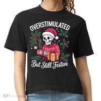 Overstimulated But Still Festive Funny X-mas Skeleton Comfort Colors Boxy T-Shirt thumb 0