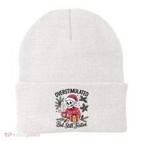 Overstimulated But Still Festive Funny X-mas Skeleton Beanie thumb 0