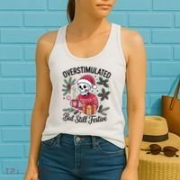 Overstimulated But Still Festive Funny X-mas Skeleton Women's Tank Top thumb 2