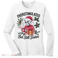 Overstimulated But Still Festive Funny X-mas Skeleton Women's Long Sleeve Shirt thumb 0