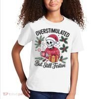 Overstimulated But Still Festive Funny X-mas Skeleton Kids T-Shirt thumb 2