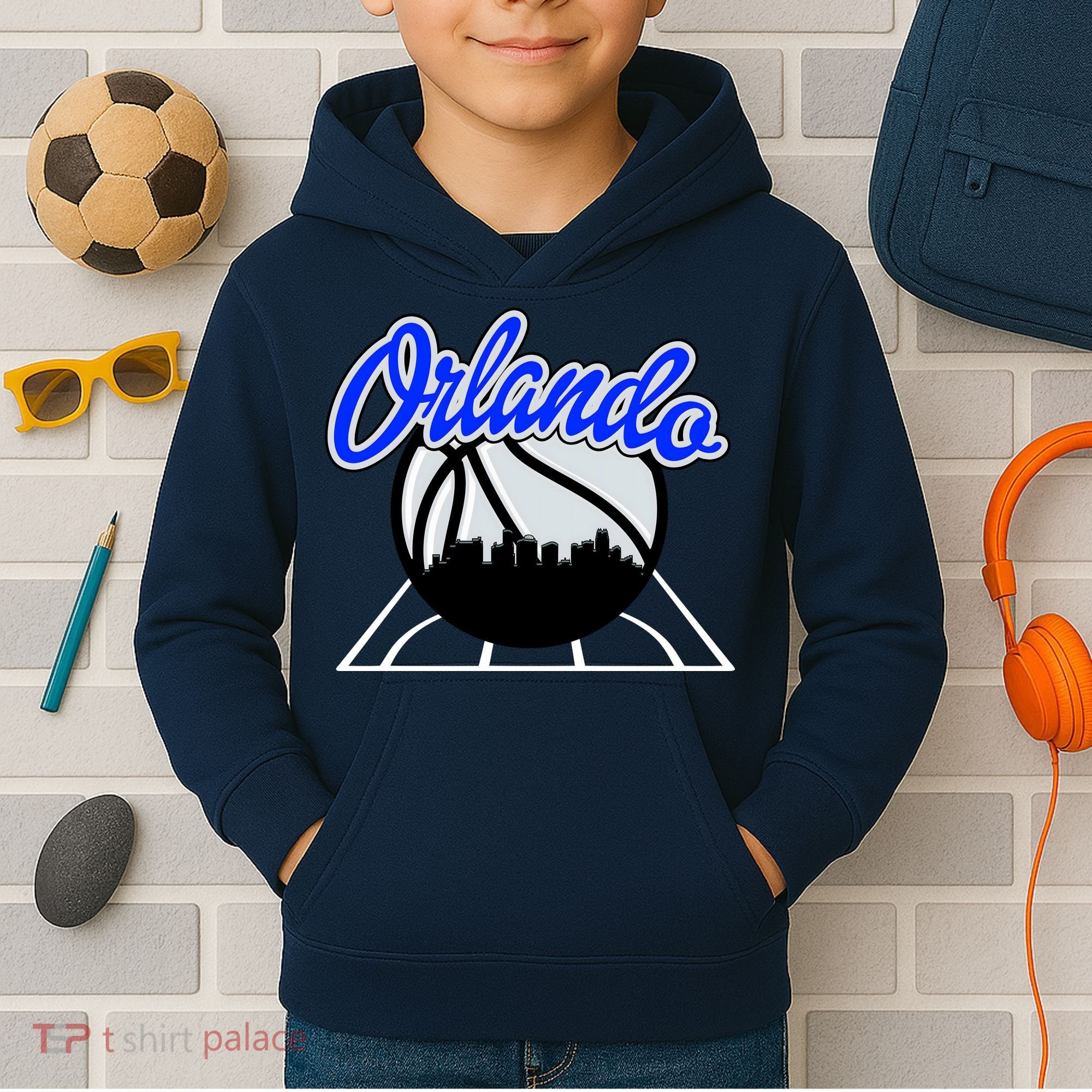 Orlando Basketball Skyline Kids Hoodie