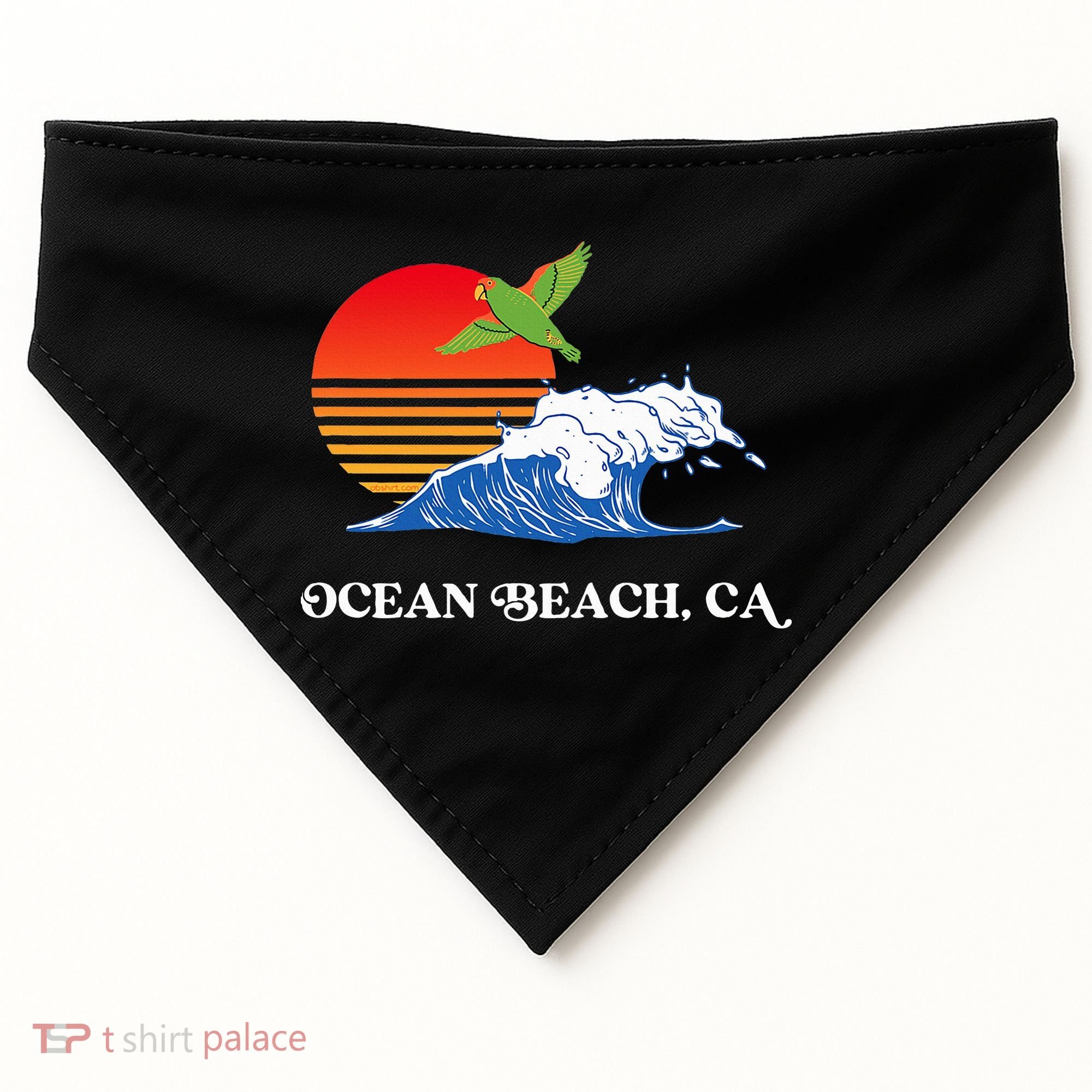 Ocean Beach San Diego California Sunset Ob Parrot USA-Made Doggie Bandana