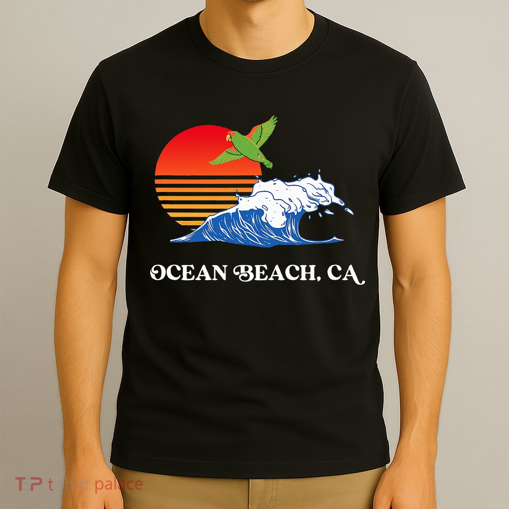 Ocean Beach San Diego California Sunset Ob Parrot T-Shirt