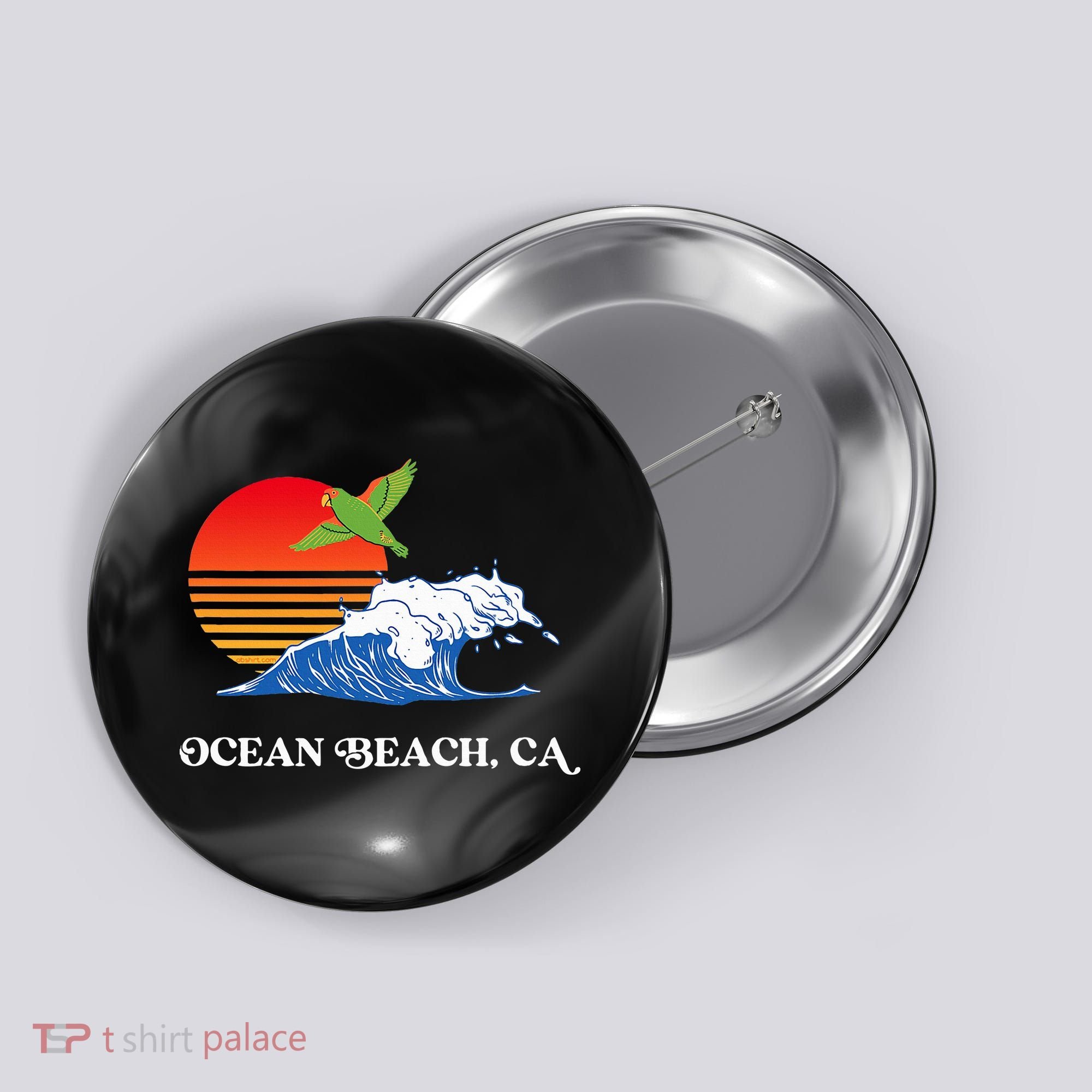 Ocean Beach San Diego California Sunset Ob Parrot Button