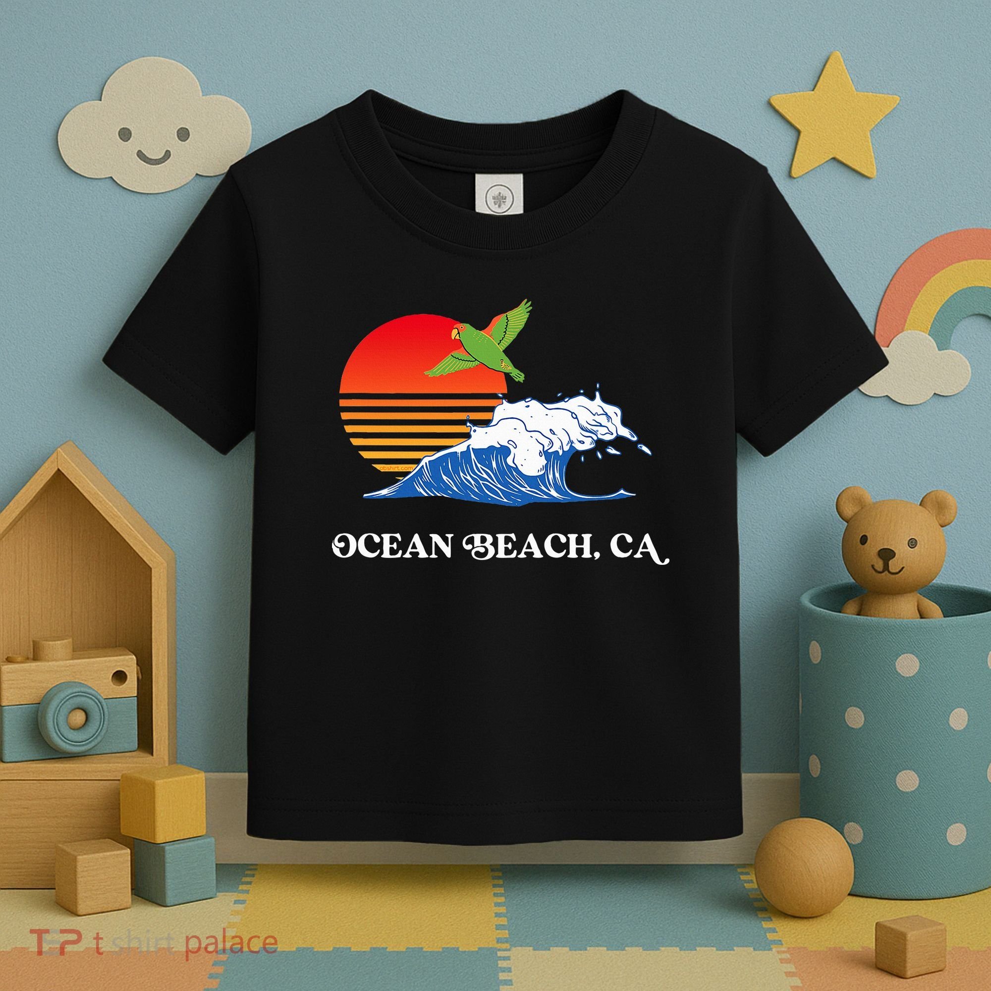 Ocean Beach San Diego California Sunset Ob Parrot Toddler T-Shirt