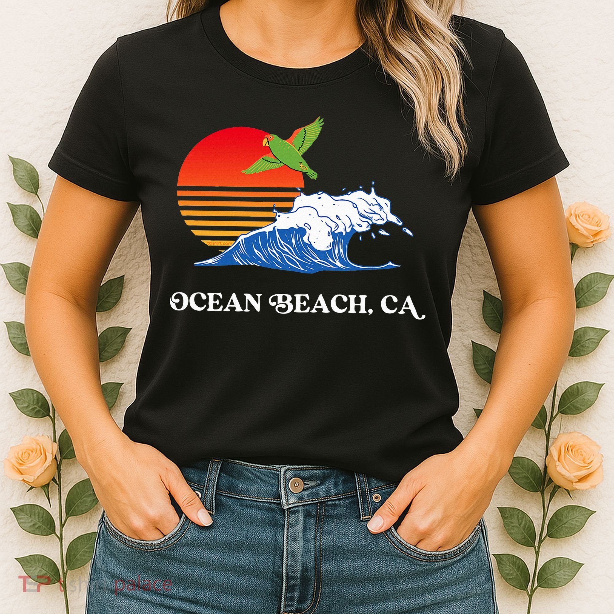 Ocean Beach San Diego California Sunset Ob Parrot Women's T-Shirt