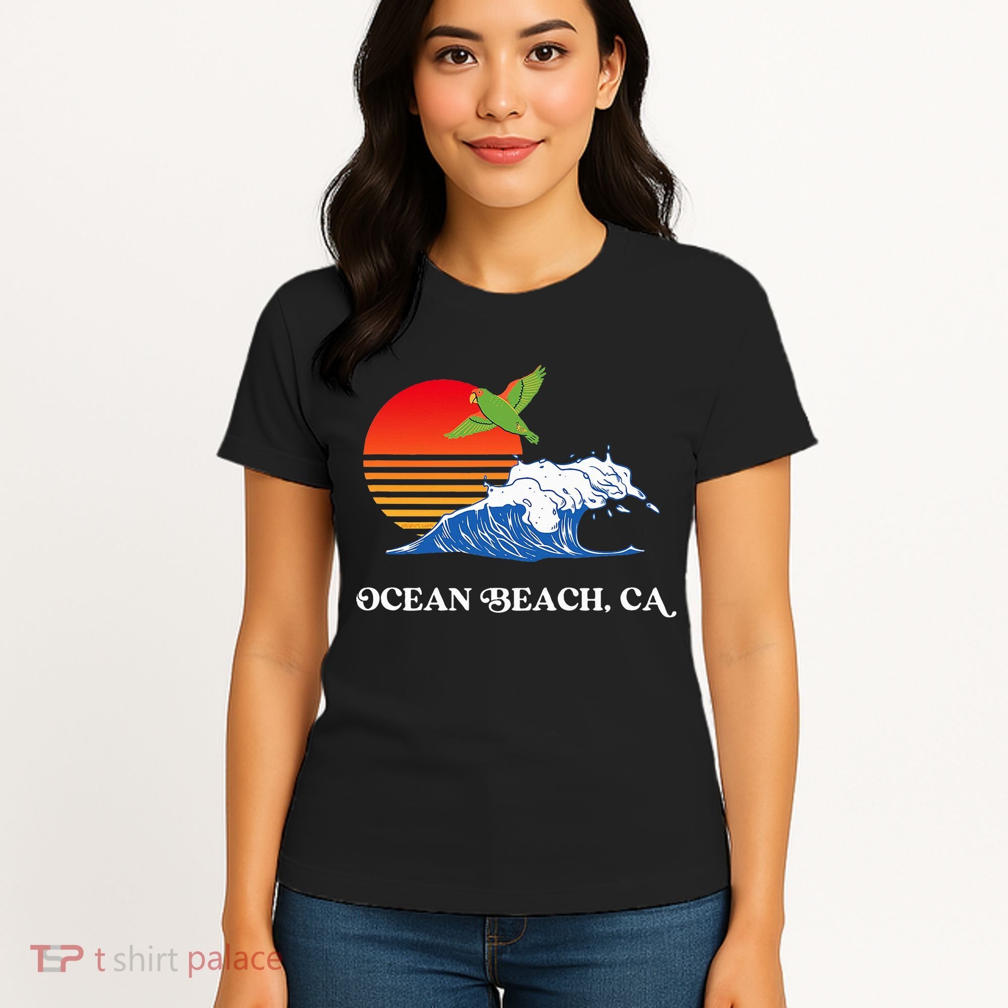 Ocean Beach San Diego California Sunset Ob Parrot Women's T-Shirt