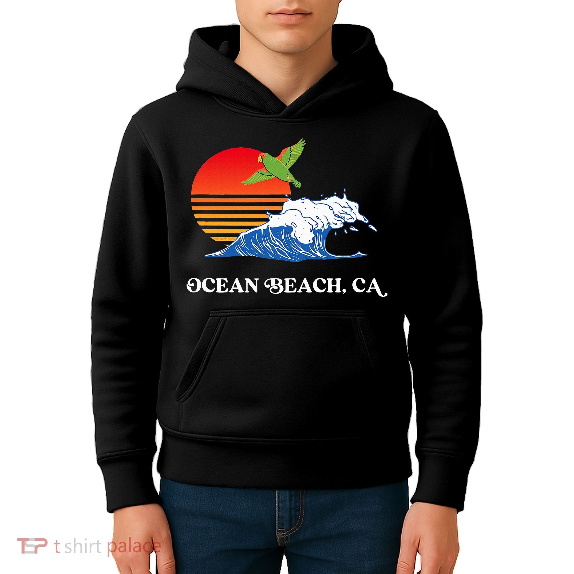 Ocean Beach San Diego California Sunset Ob Parrot Kids Hoodie