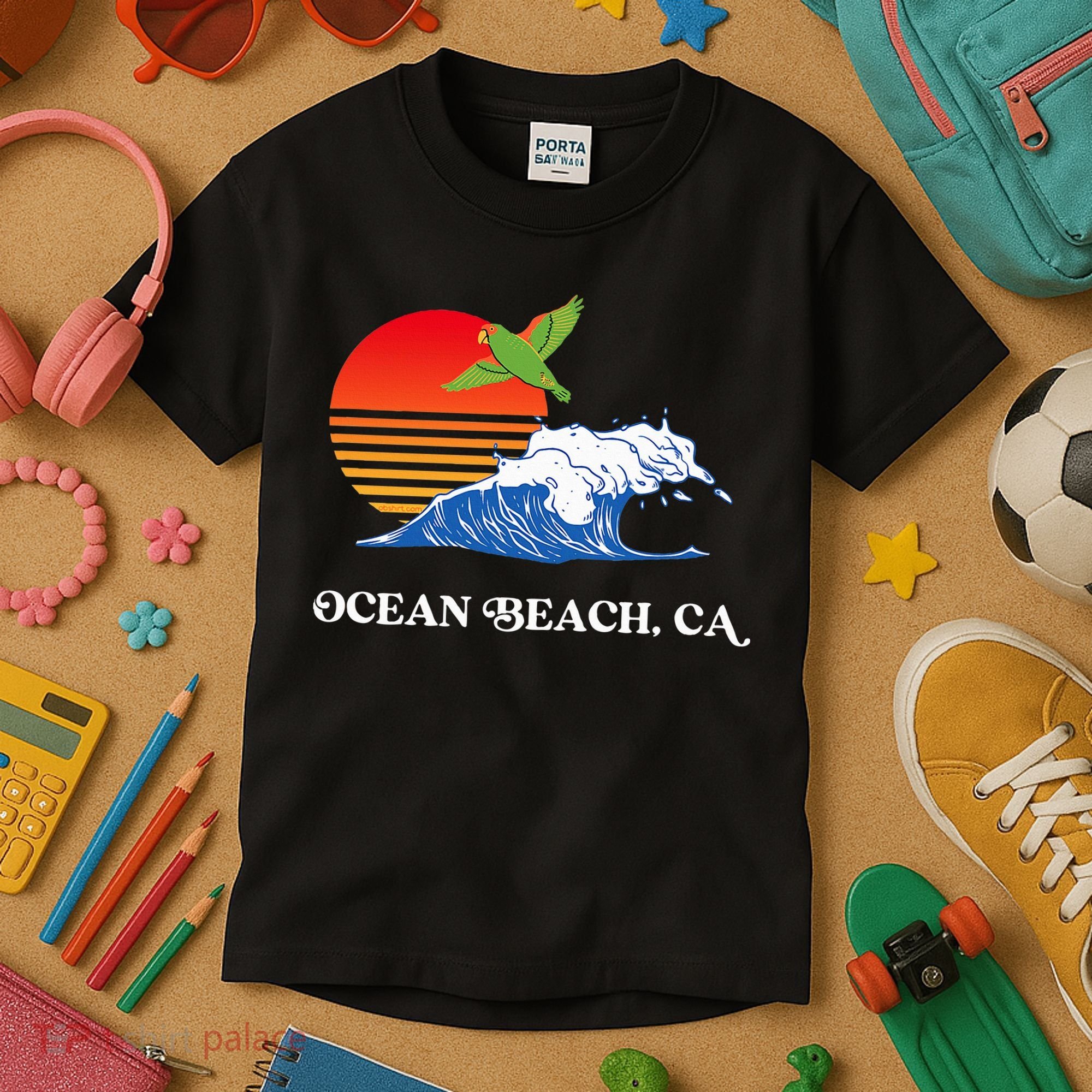 Ocean Beach San Diego California Sunset Ob Parrot Kids T-Shirt