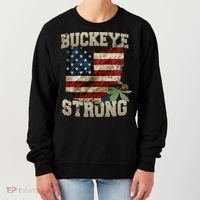 Ohio Buckeye Strong Ohio USA Flag Overlay Women's Sweatshirt thumb 0