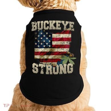 Ohio Buckeye Strong Ohio USA Flag Overlay Doggie Tank