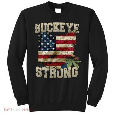 Ohio Buckeye Strong Ohio USA Flag Overlay Sweatshirt