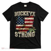 Ohio Buckeye Strong Ohio USA Flag Overlay T-Shirt thumb 0