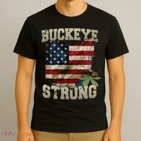 Ohio Buckeye Strong Ohio USA Flag Overlay T-Shirt thumb 3