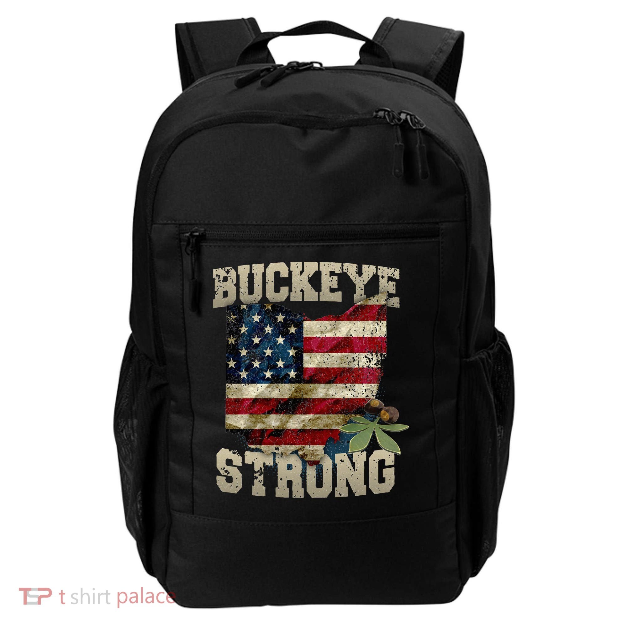 Ohio Buckeye Strong Ohio USA Flag Overlay Backpack