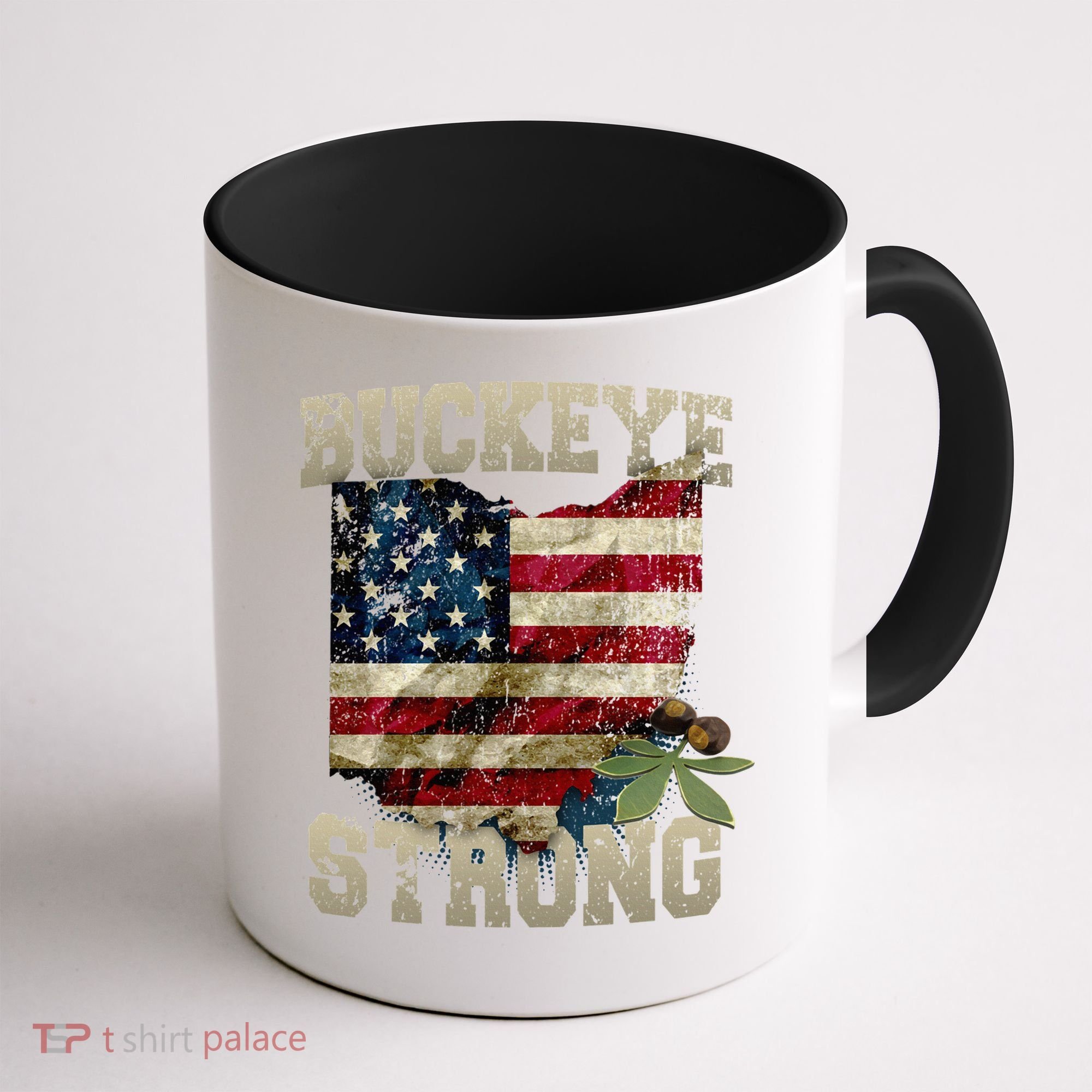 Ohio Buckeye Strong Ohio USA Flag Overlay Coffee Mug