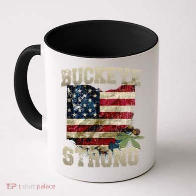 Ohio Buckeye Strong Ohio USA Flag Overlay Coffee Mug