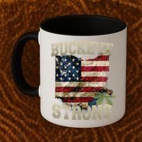 Ohio Buckeye Strong Ohio USA Flag Overlay Coffee Mug thumb 2