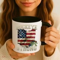 Ohio Buckeye Strong Ohio USA Flag Overlay Coffee Mug thumb 3