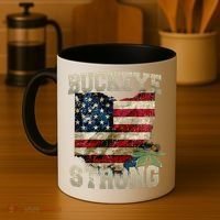 Ohio Buckeye Strong Ohio USA Flag Overlay Coffee Mug thumb 4